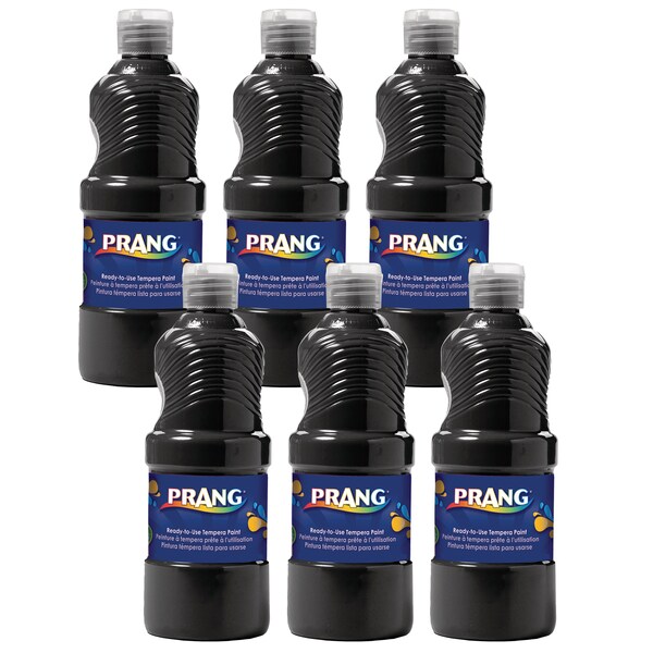 Ready-to-Use Tempera Paint, Black, 16 oz, PK6